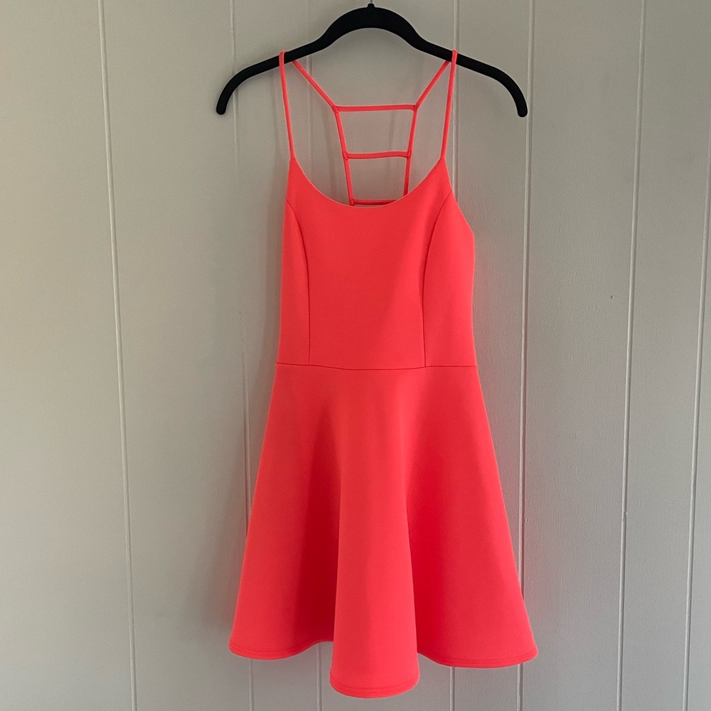 Neon orange a-line short dress